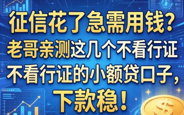 征信花了急需用钱？老哥亲测这几个不看征信的小额贷口子，下款稳！