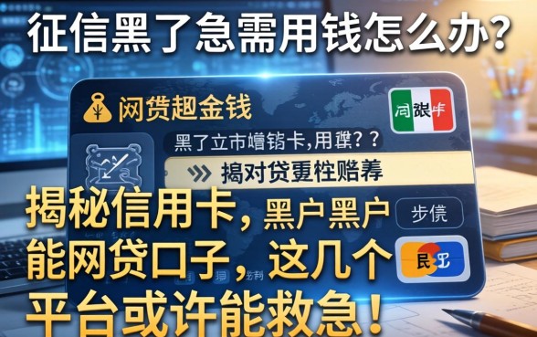 征信黑了急需用钱怎么办？揭秘信用卡黑户能网贷口子，这几个平台或许能救急！
