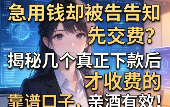 急用钱却被告知要先交费？揭秘几个真正下款后才收费的靠谱口子，亲测有效！
