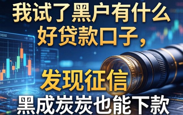 我试了黑户2026有什么好贷款口子，发现征信黑成炭也能下款
