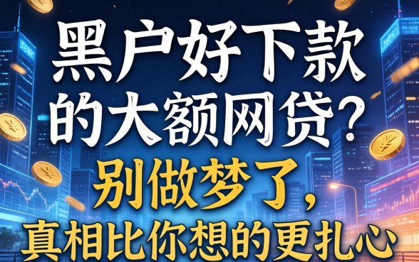 黑户好下款的大额网贷？别做梦了，真相比你想的更扎心