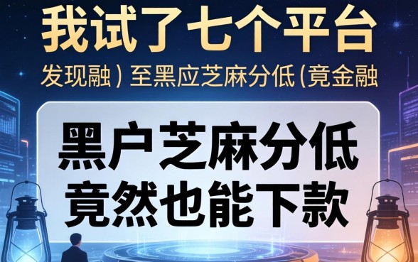 我试了七个平台，发现黑户芝麻分低竟然也能下款