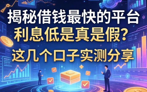 揭秘借钱最快的平台利息低是真是假？这几个口子实测分享