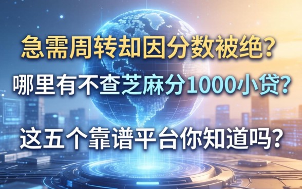 急需周转却因分数被拒？哪里有不查芝麻分1000小贷？这五个靠谱平台你知道吗？