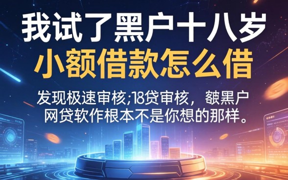 我试了黑户十八岁小额借款怎么借，发现极速审核的网贷软件根本不是你想的那样