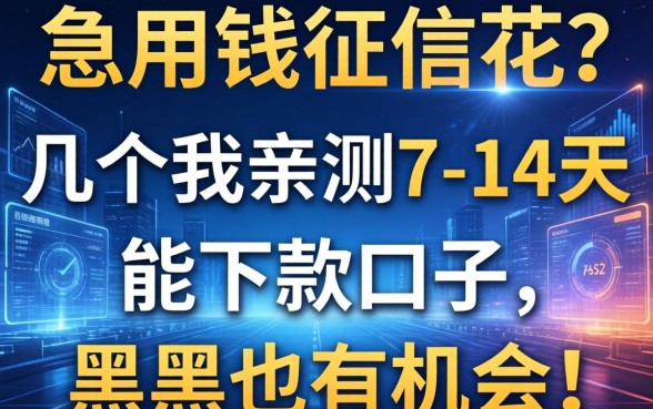 急用钱征信花？分享几个我亲测7-14天能下款的口子，黑户也有机会！