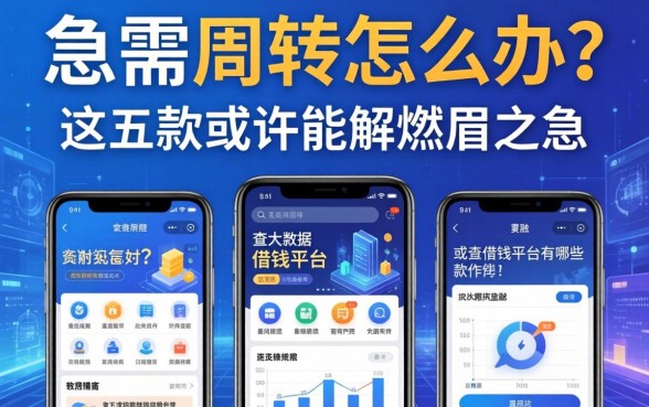 急需周转怎么办？不查大数据的借钱平台有哪些软件？这五款或许能解燃眉之急