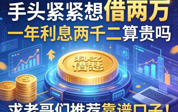 手头紧想借两万，一年利息两千二算贵吗？求老哥们推荐靠谱口子！