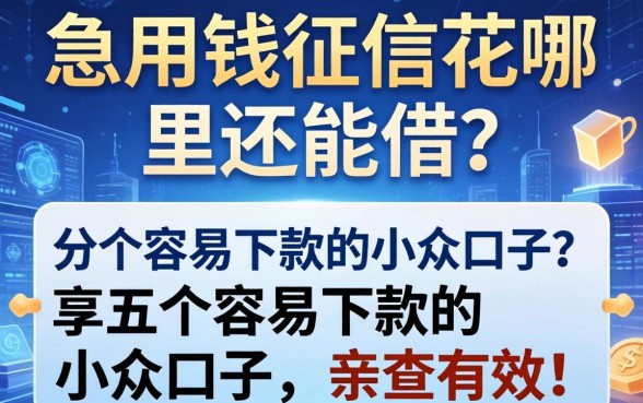 急用钱征信花哪里还能借？分享五个容易下款的小众口子，亲测有效！