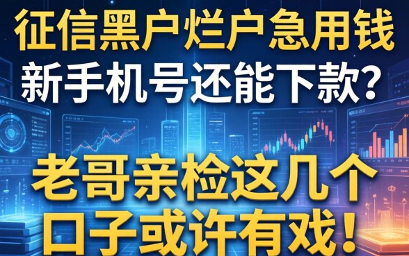 征信黑户烂户急用钱，新手机号还能下款吗？老哥亲测这几个口子或许有戏！