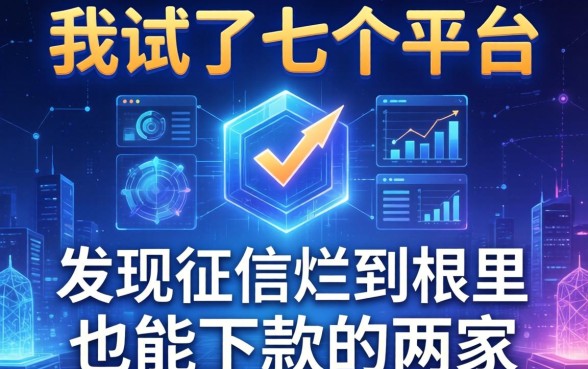 我试了七个平台，发现征信烂到根里也能下款的两家