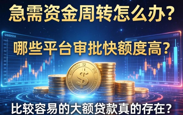 急需资金周转怎么办？哪些平台审批快额度高？比较容易的大额贷款真的存在吗？