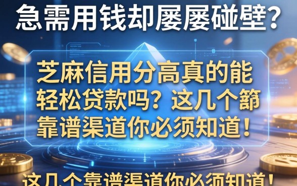 急需用钱却屡屡碰壁？芝麻信用分高真的能轻松贷款吗？这几个靠谱渠道你必须知道！