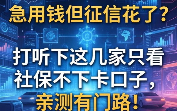 急用钱但征信花了？打听下这几家只看社保不下卡的口子，亲测有门路！