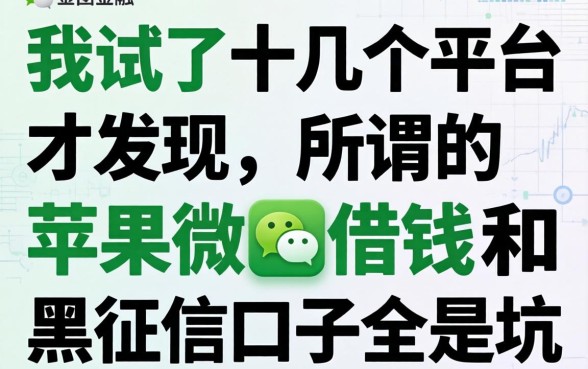 我试了十几个平台才发现，所谓的苹果微信借钱和黑征信口子全是坑