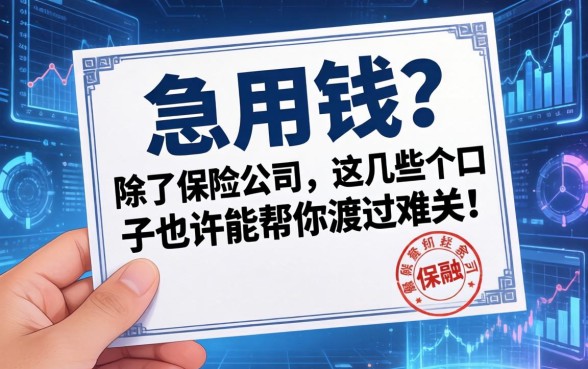 手里有保单急用钱？除了保险公司，这几个口子也许能帮你渡过难关！