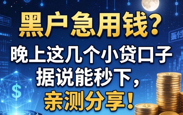 黑户急用钱？晚上这几个小贷口子据说能秒下，亲测分享！