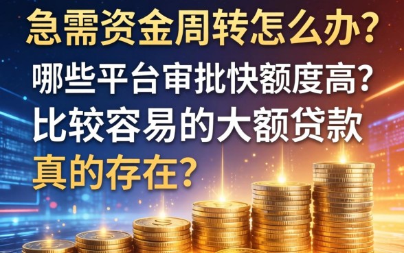 急需资金周转怎么办？哪些平台审批快额度高？比较容易的大额贷款真的存在吗？