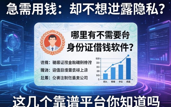 急需用钱却不想泄露隐私？哪里有不需要身份证借钱软件？这几个靠谱平台你知道吗？