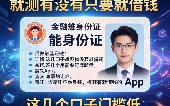 实测有没有只要身份证就能借钱的app，这几个口子门槛低