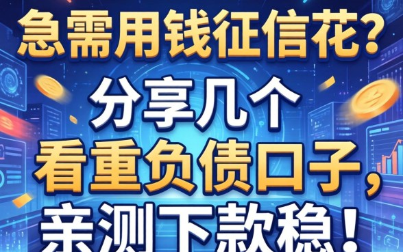 急需用钱征信花？分享几个不看重负债的口子，亲测下款稳！