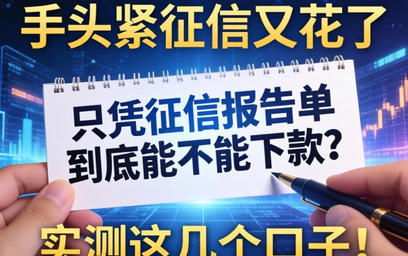 手头紧征信又花了，只凭征信报告单到底能不能下款？实测这几个口子！
