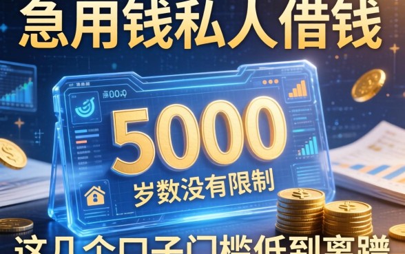 急用钱私人借钱5000岁数没限制，这几个口子门槛低到离谱