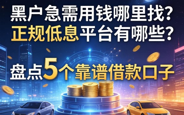 黑户急需用钱哪里找？正规低息平台有哪些？盘点5个靠谱借款口子