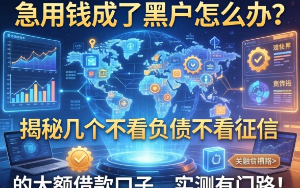 急用钱成了黑户怎么办？揭秘几个不看负债不看征信的大额借款口子，实测有门路！