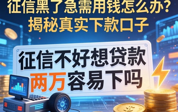 征信黑了急需用钱怎么办？征信不好想贷款两万容易下吗？揭秘真实下款口子
