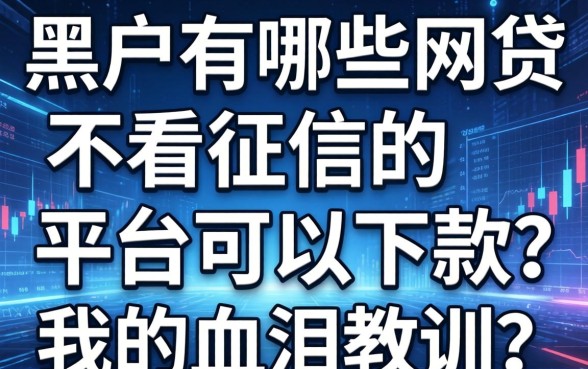 黑户有哪些网贷不看征信的平台可以下款？我的血泪教训