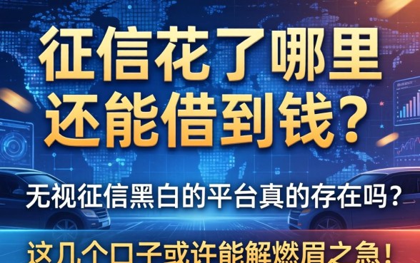 征信花了哪里还能借到钱？无视征信黑白的平台真的存在吗？这几个口子或许能解燃眉之急！