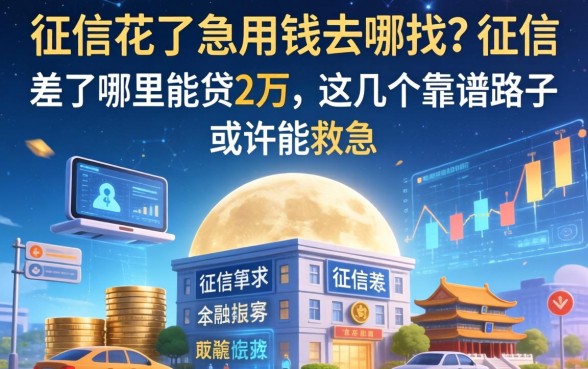 征信花了急用钱去哪找？征信差了哪里能贷2万，这几个靠谱路子或许能救急