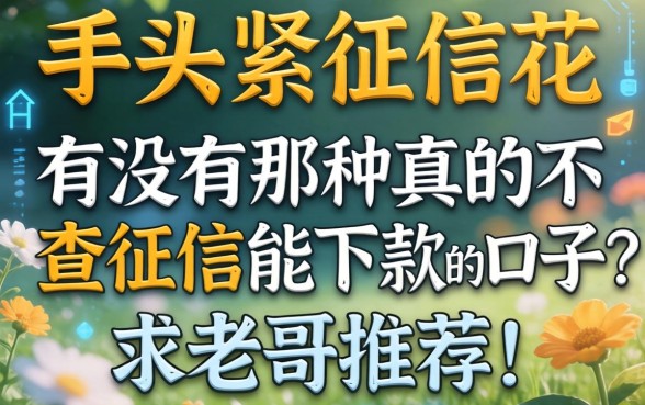 手头紧征信花，有没有那种真的不查征信能下款的口子？求老哥推荐！