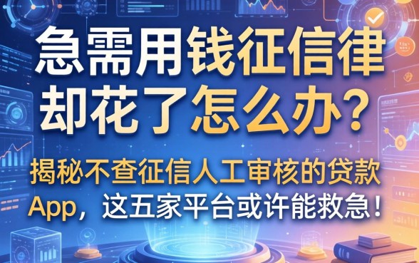 急需用钱征信却花了怎么办？揭秘不查征信人工审核的贷款app，这五家平台或许能救急！