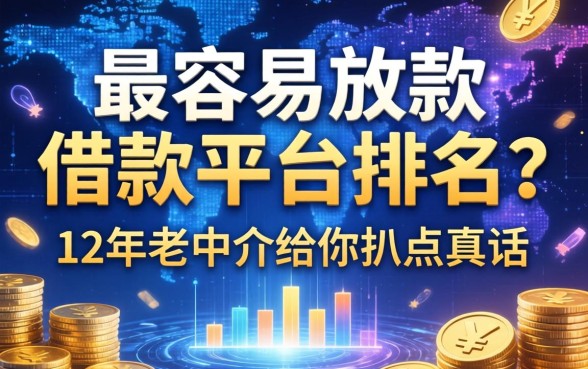 最容易放款的借款平台排名？12年老中介给你扒点真话