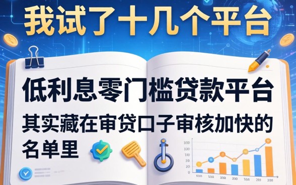 我试了十几个平台，发现低利息零门槛贷款平台其实藏在审贷口子审核加快的名单里