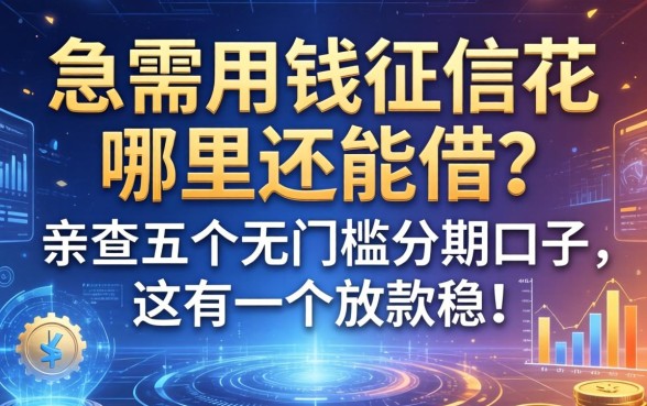 急需用钱征信花哪里还能借？亲测五个无门槛分期口子，这有一个放款稳！