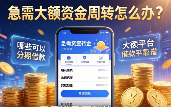 急需大额资金周转怎么办？哪些可以分期的借款大额平台靠谱且下款快？