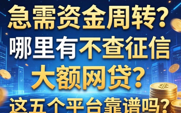 急需资金周转却征信不佳？哪里有不查征信大额网贷？这五个平台靠谱吗？