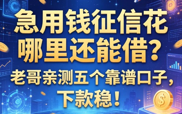 急用钱征信花哪里还能借？老哥亲测五个靠谱口子，下款稳！