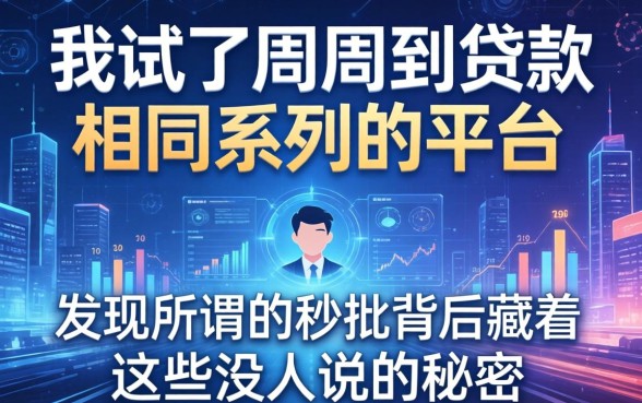 我试了周周到贷款相同系列的平台，发现所谓的秒批背后藏着这些没人说的秘密