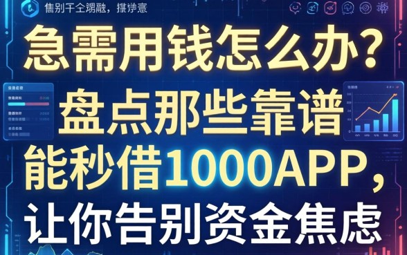 急需用钱怎么办？盘点那些靠谱的能秒借1000的app，让你告别资金焦虑