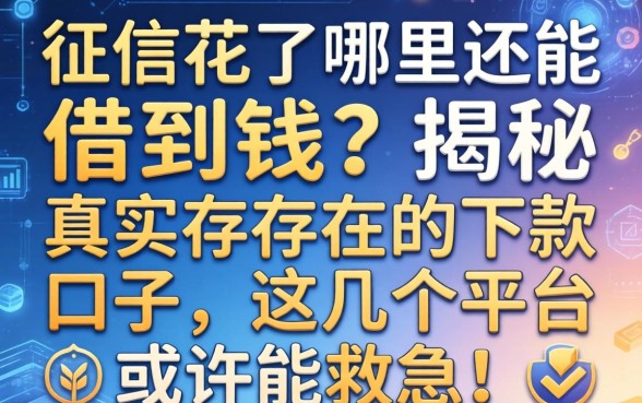 征信花了哪里还能借到钱？揭秘真实存在的下款口子，这几个平台或许能救急！