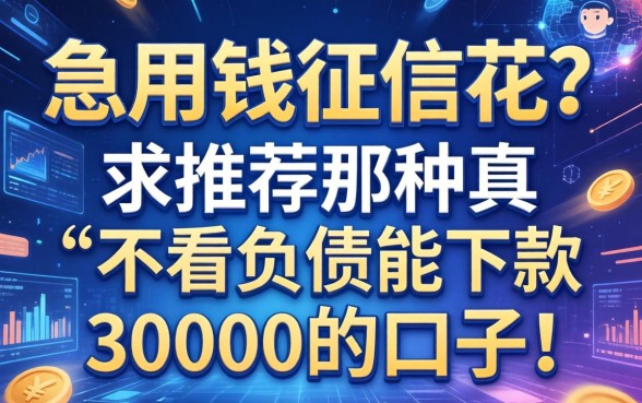 急用钱征信花？求推荐那种真不看负债能下款30000的口子！