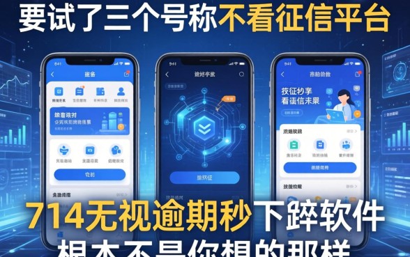 我试了三个号称不看征信的平台，发现714无视逾期秒下的软件根本不是你想的那样