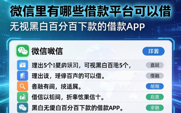 微信里有哪些借款平台可以借，理出5个无视黑白百分百下款的借款app