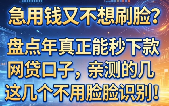 急用钱又不想刷脸？盘点2026年真正能秒下款的网贷口子，亲测这几个不用人脸识别！