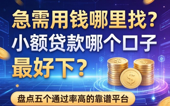 急需用钱哪里找？小额贷款哪个口子最好下？盘点五个通过率高的靠谱平台