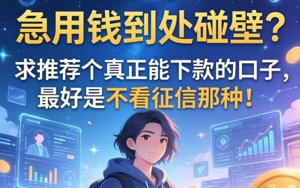 急用钱到处碰壁？求推荐个真正能下款的口子，最好是不看征信那种！